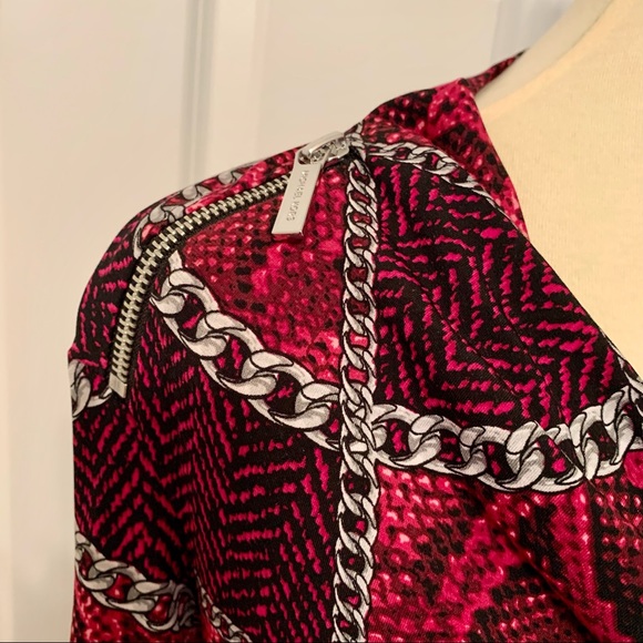MICHAEL KORS Berry Python Printed Blouse with Silver Zippers - Picture 2 of 5